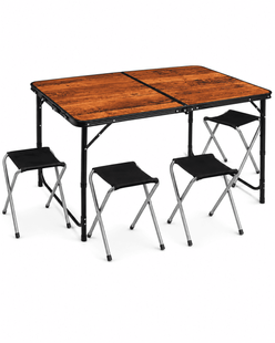 Розкладний туристичний стіл-валіза Gordon 120&times;60 см + 4 стільці, коричневий